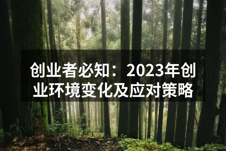 创业者必知：2023年创业环境变化及应对策略